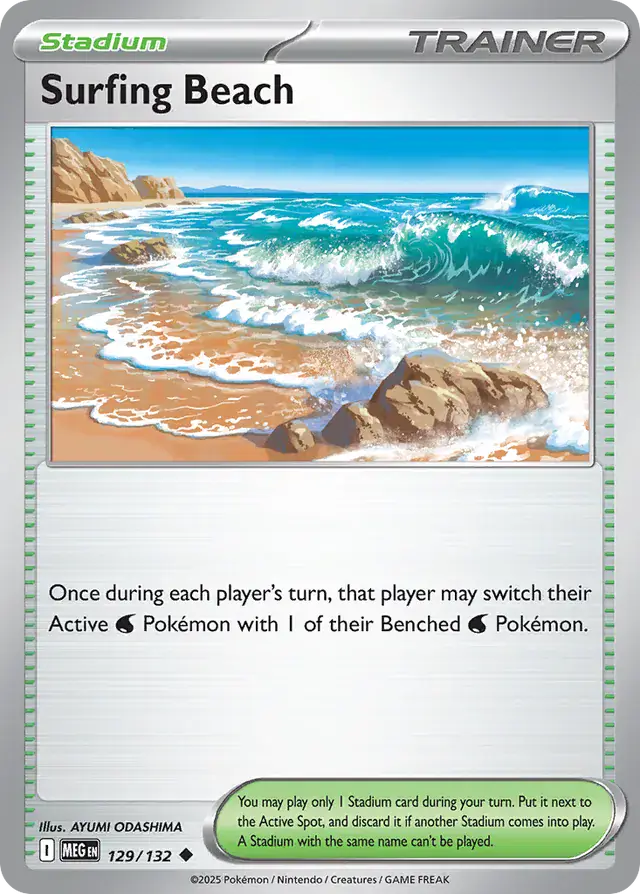 Surfing Beach #129 Mega Evolution Pokémon TCG Card – Base