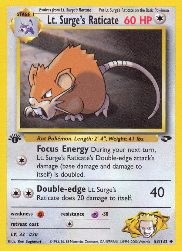 Lt. Surge's Raticate 53/132 Uncommon - MissingNo.