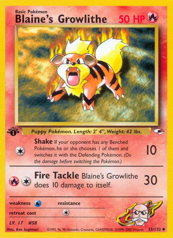 Blaine's Growlithe 35/132 Uncommon - MissingNo.