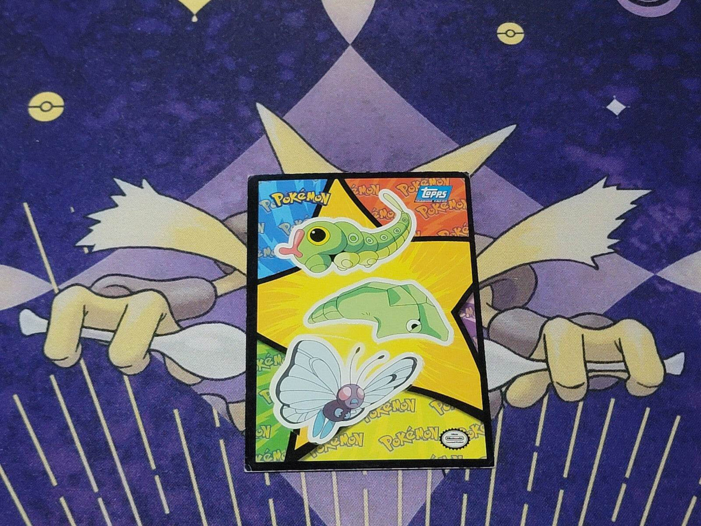 Pokemon 1999 Topps Butterfree Metapod Caterpie Sticker Card VHTF - MissingNo.