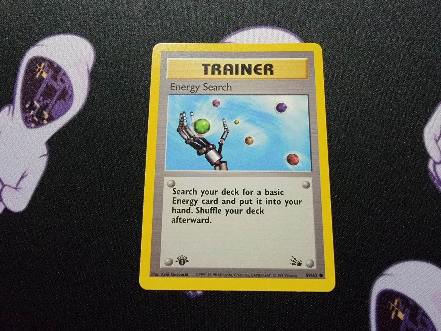 Energy Search 1st Edition Fossil 59/62 WOTC Vintage Pokemon NM - MissingNo.