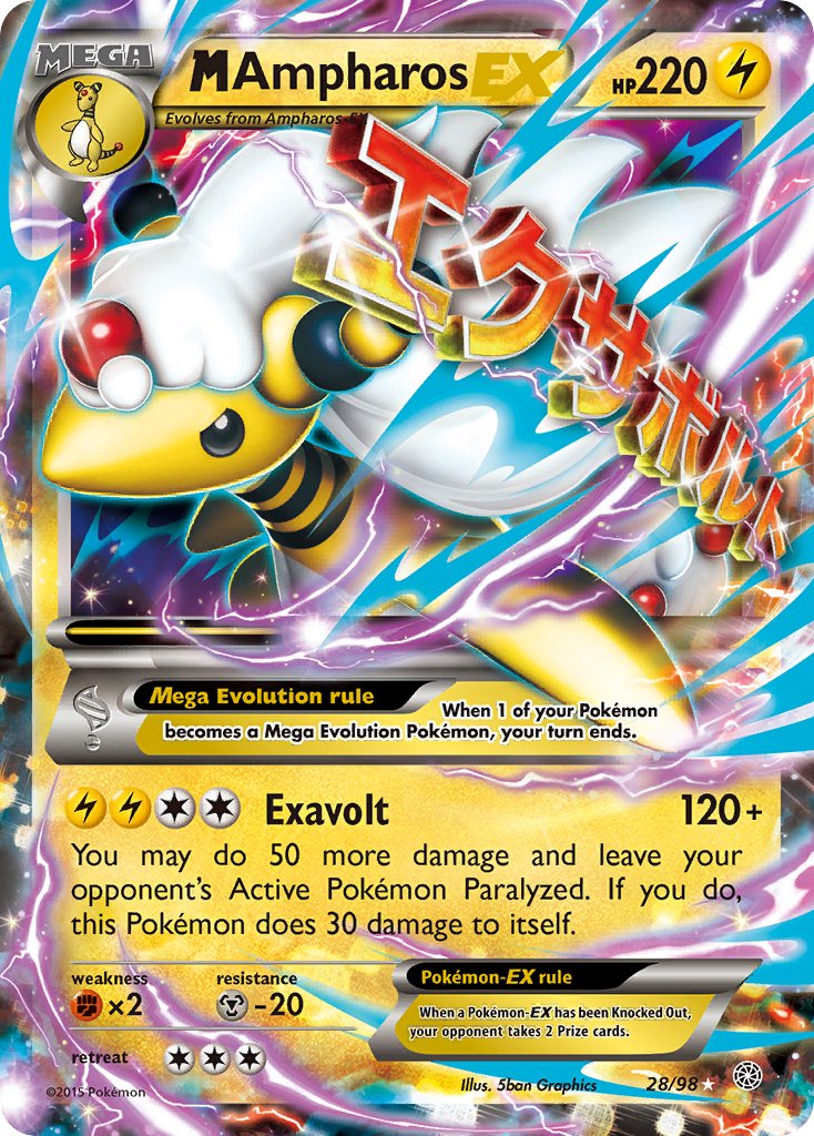 M Ampharos EX 28/98 Holo Rare Mega EX - MissingNo.