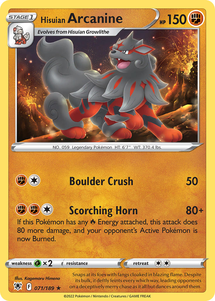 Hisuian Arcanine 71/189 Reverse Rare