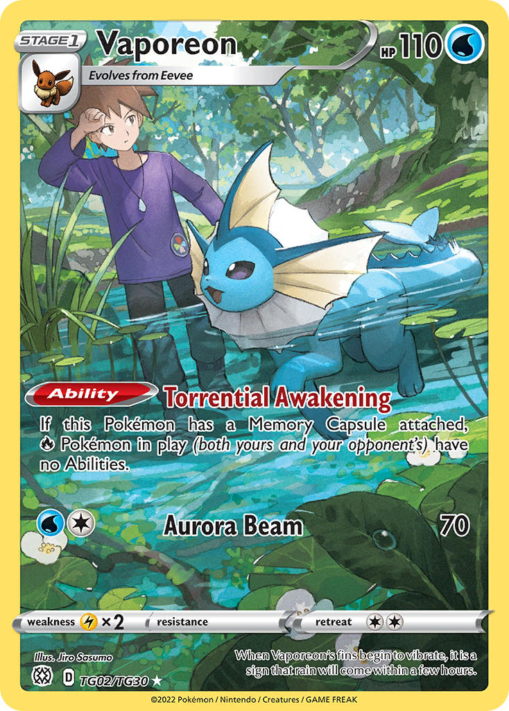 Vaporeon TG02/TG30 Holo Rare
