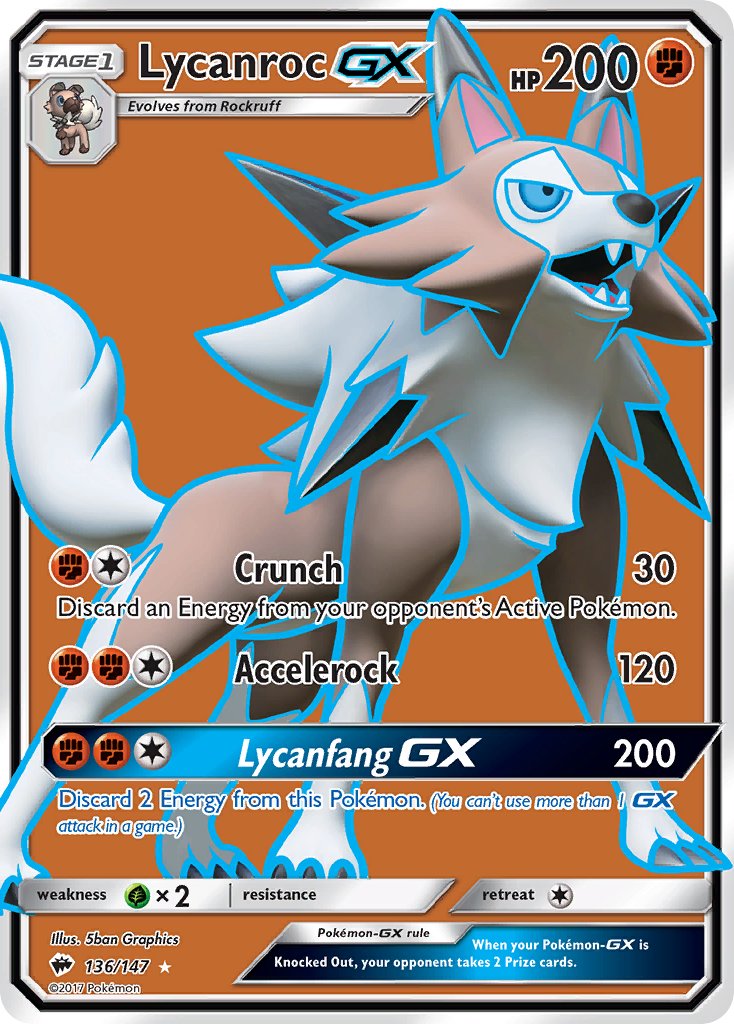 Lycanroc GX 136/147 Holo Ultra Rare GX - MissingNo.