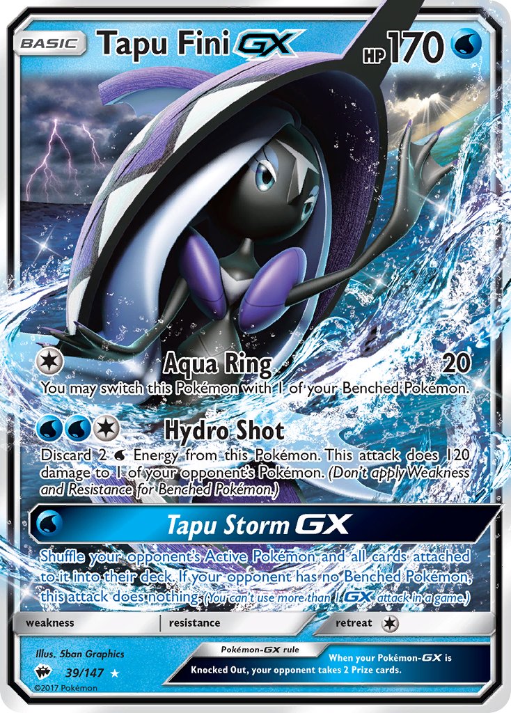 Tapu Fini GX 39/147 Holo Rare GX - MissingNo.