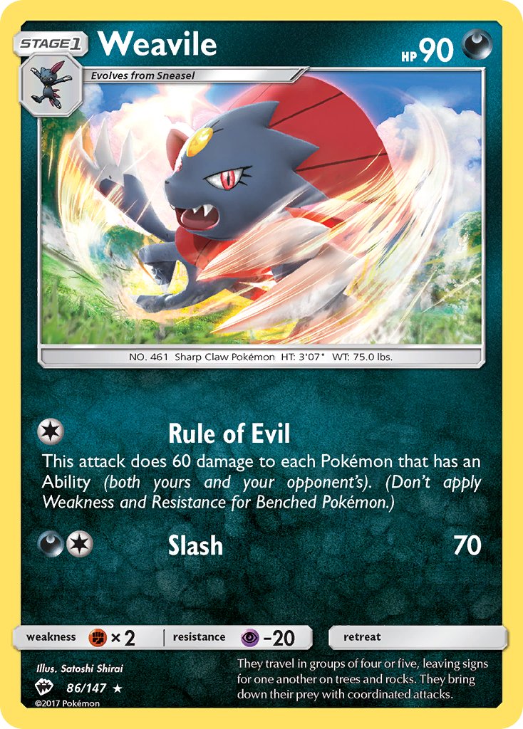Weavile 86/147 Non-Holo Rare - MissingNo.