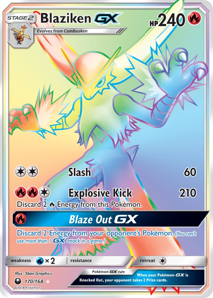 Blaziken GX 170/168 Rainbow Secret Rare GX - MissingNo.