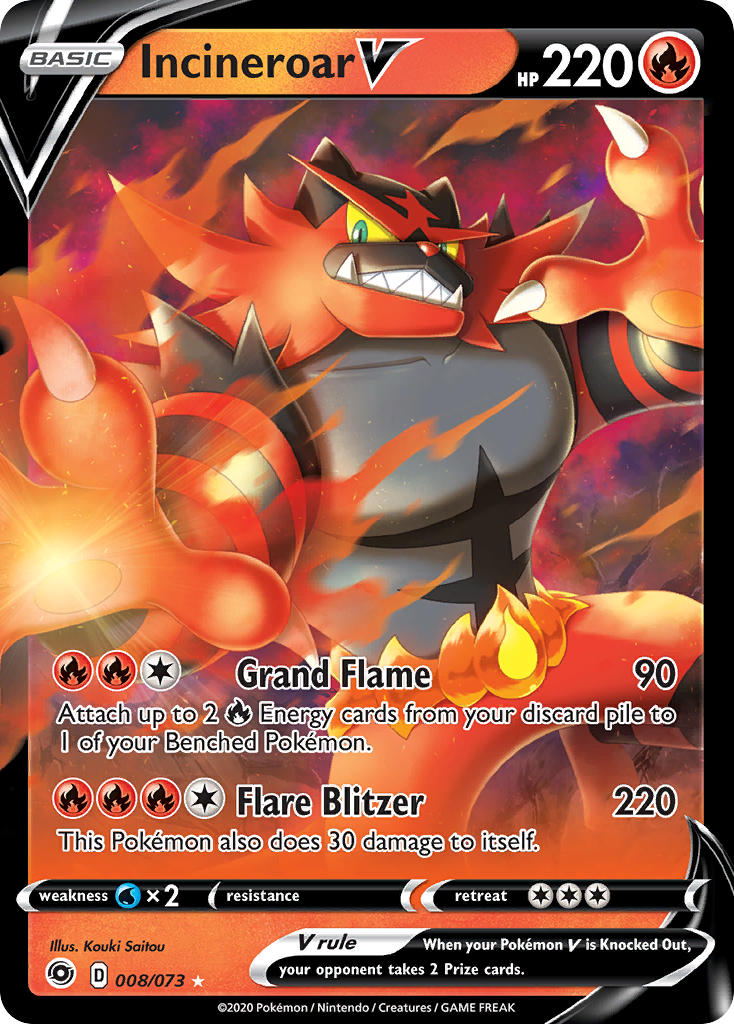 Incineroar V 008/073 Holo Rare V - MissingNo.