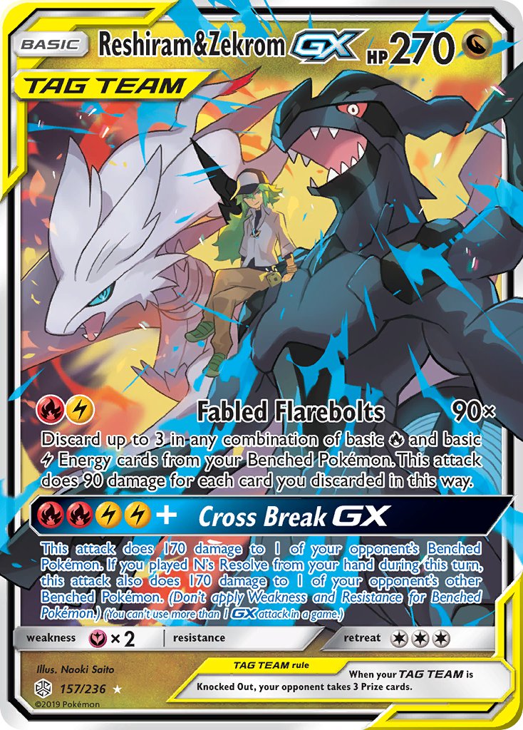 Reshiram & Zekrom GX 157/236 Holo Rare GX - MissingNo.