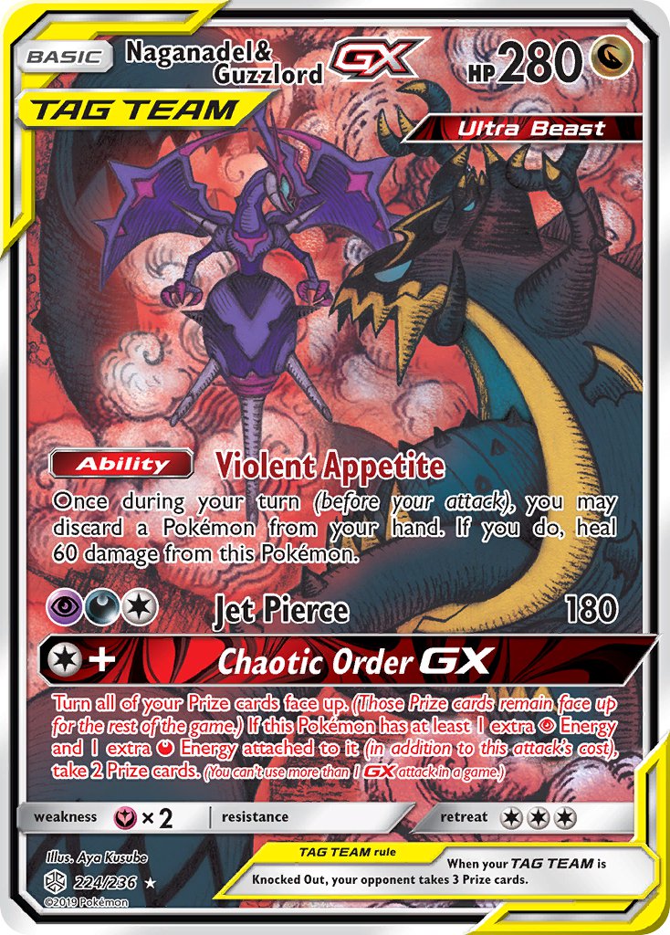 Naganadel & Guzzlord GX 224/236 Holo Ultra Rare Ultra Beast GX - MissingNo.