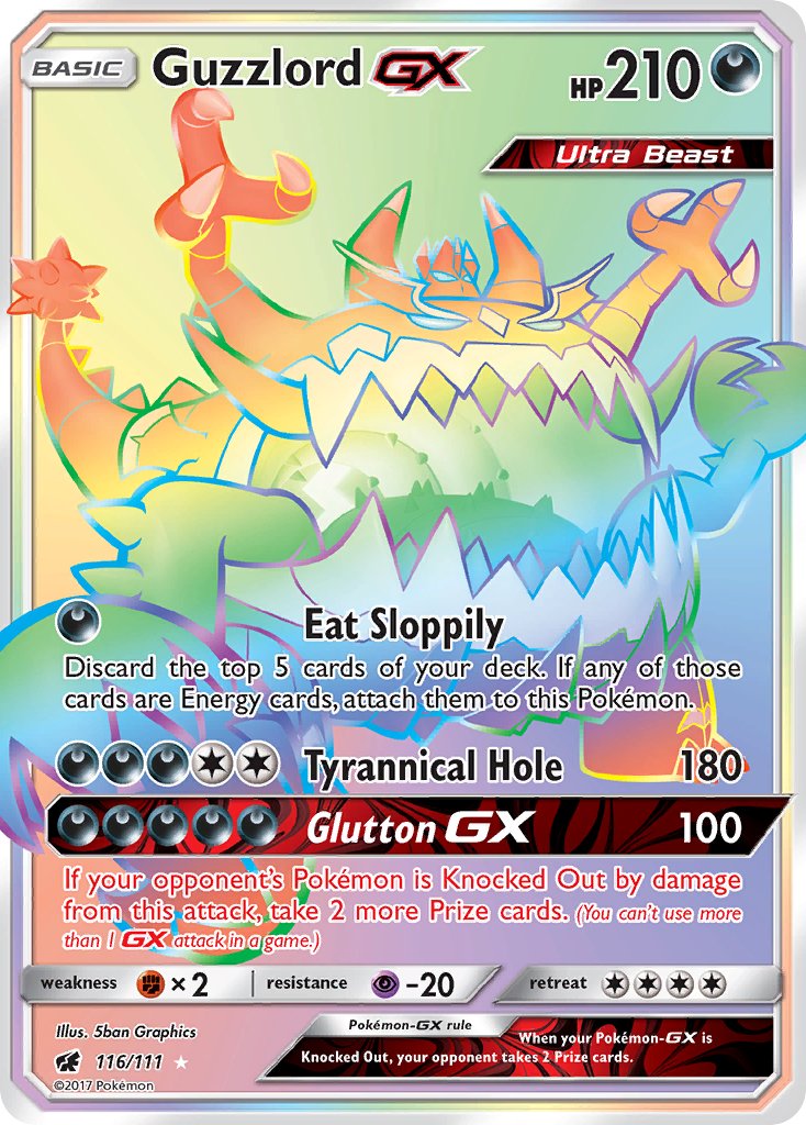 Guzzlord GX 116/111 Rainbow Secret Rare Ultra Beast GX - MissingNo.
