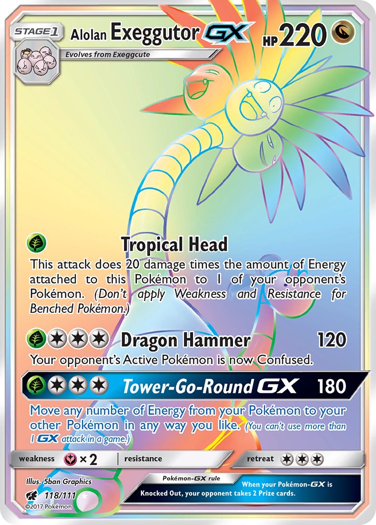 Alolan Exeggutor GX 118/111 Rainbow Secret Rare GX - MissingNo.
