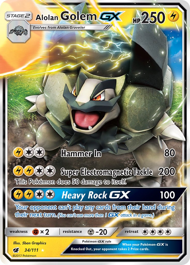 Alolan Golem GX 34/111 Holo Rare GX - MissingNo.