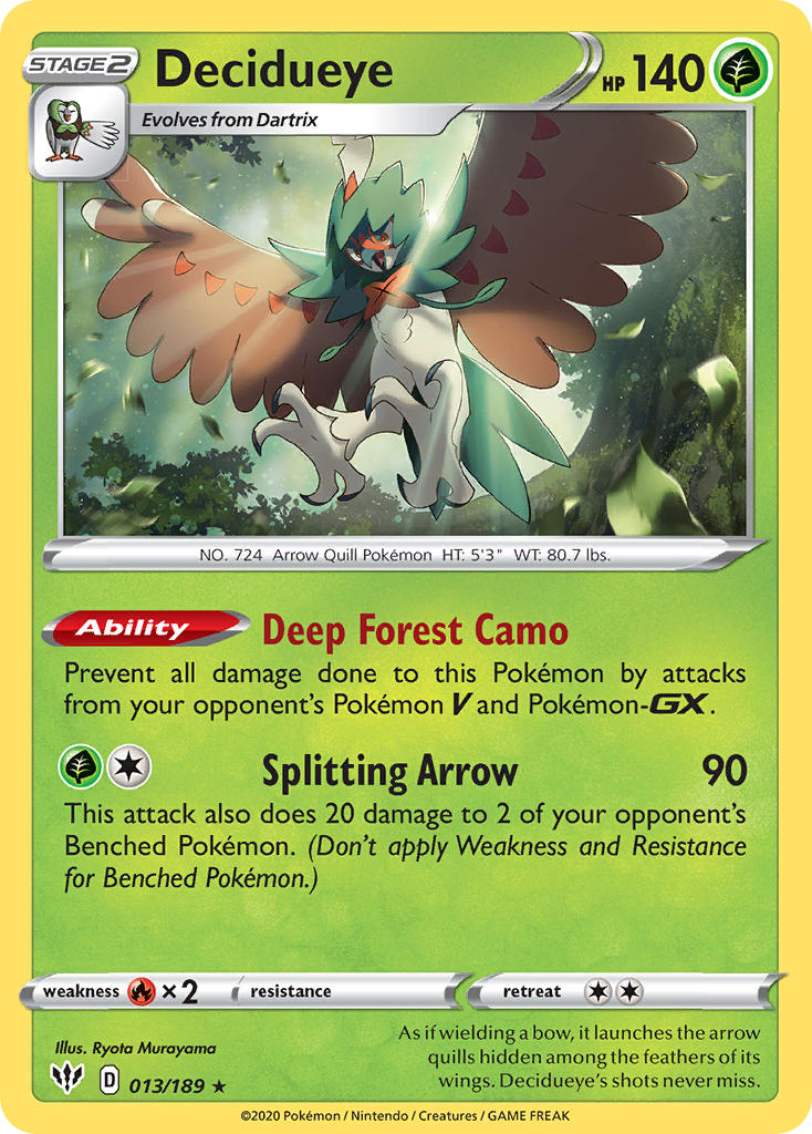 Decidueye 013/189 Reverse Rare - MissingNo.