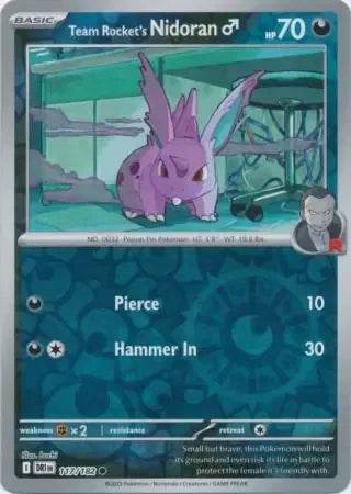Team Rocket's Nidoran M 117/182 Reverse Common - MissingNo.