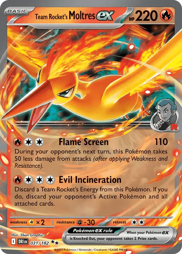 Team Rocket's Moltres ex 31/182 Double Rare ex - MissingNo.