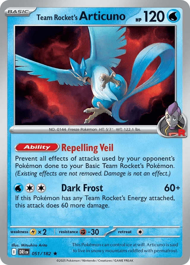 Team Rocket's Articuno 51/182 Holo Rare - MissingNo.