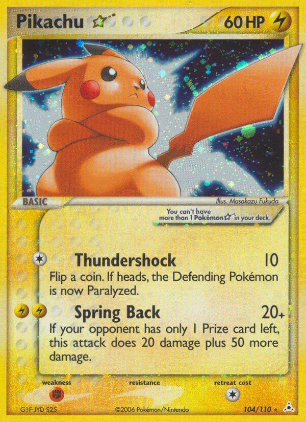 Pikachu ? 104/110 Holo Rare Gold Star - MissingNo.