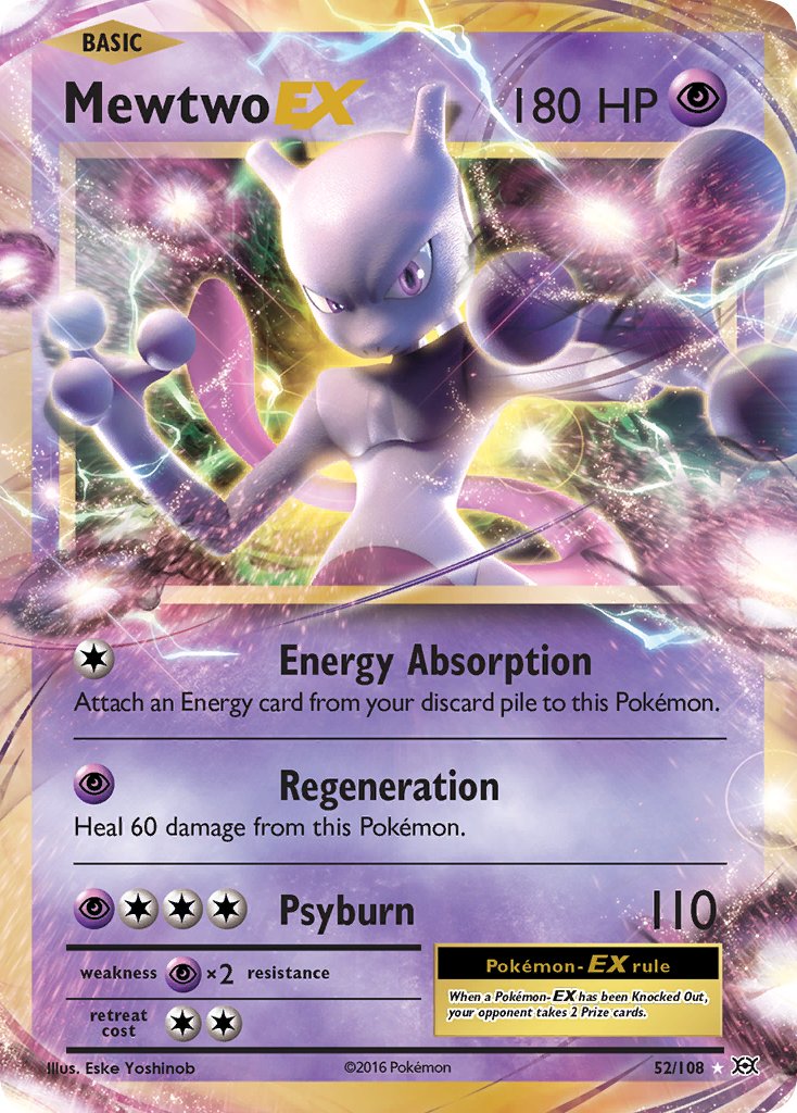 Mewtwo EX 52/108 Holo Rare EX - MissingNo.