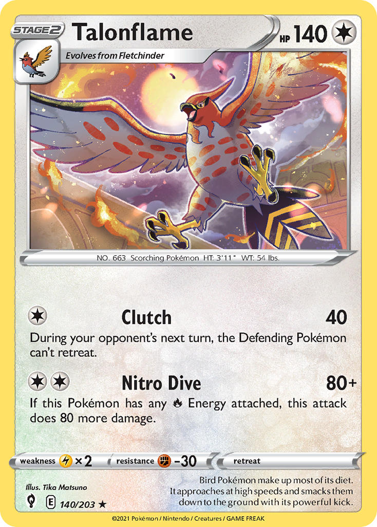 Talonflame 140/203 Non-Holo Rare