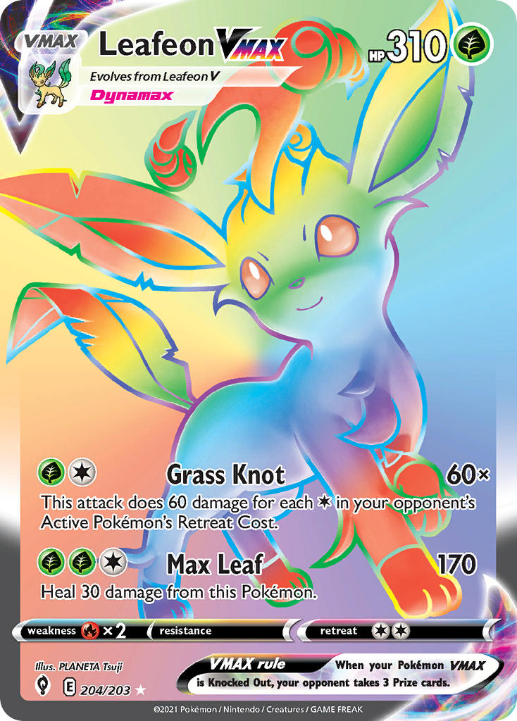Leafeon VMAX 204/203 Rainbow Secret Rare VMAX