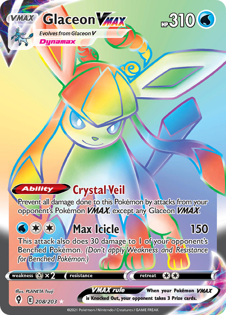 Glaceon VMAX 208/203 Rainbow Secret Rare VMAX