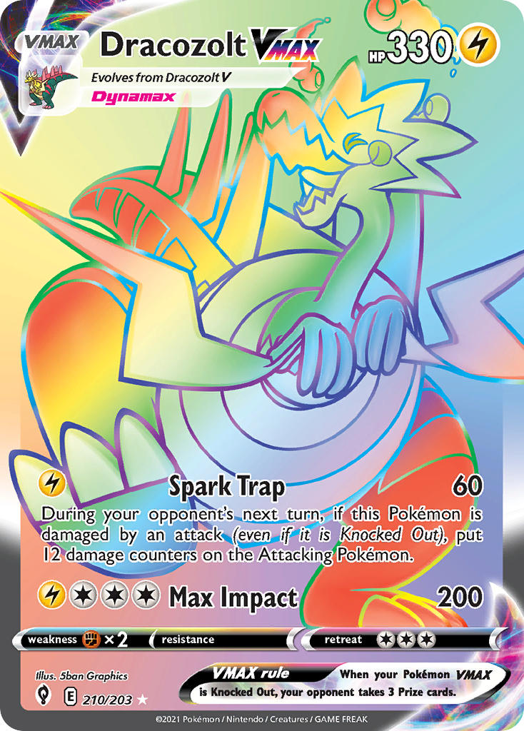 Dracozolt VMAX 210/203 Rainbow Secret Rare VMAX