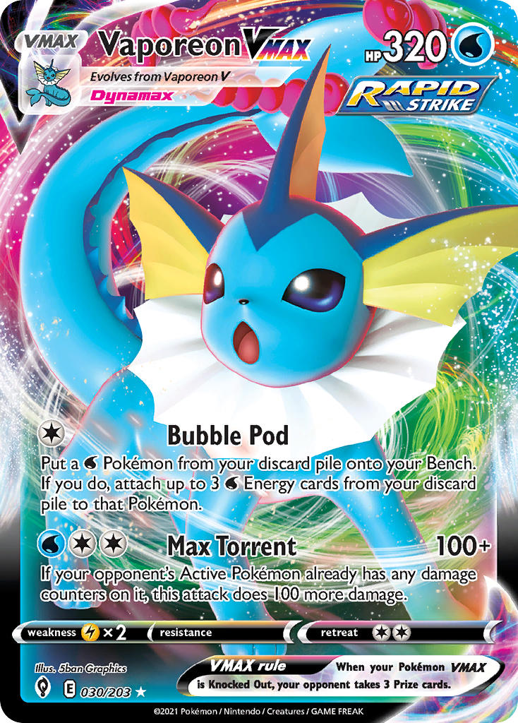 Vaporeon VMAX 30/203 Play! Pokémon Stamp Prize Pack Series 1 & Prize Pack Series 2 Exclusive