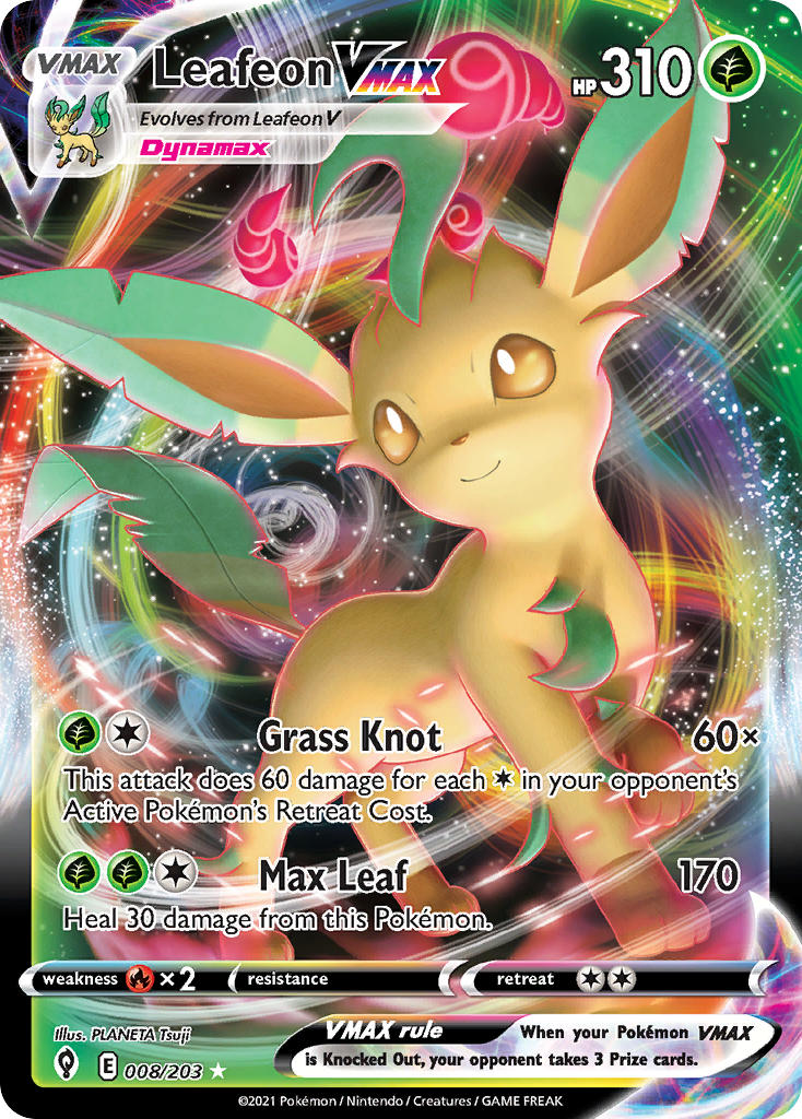Leafeon VMAX 008/203 Play! Pokmon Stamp Prize Pack Series 001 & Prize Leafeon VMAX 008/203 Play! Pokmon Stamp Prize Pack Series 001 & Prize