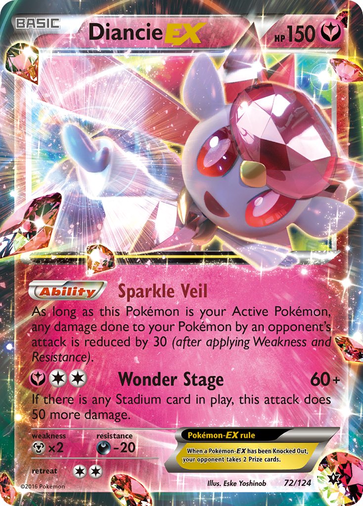 Diancie EX 72/124 Holo Rare EX - MissingNo.