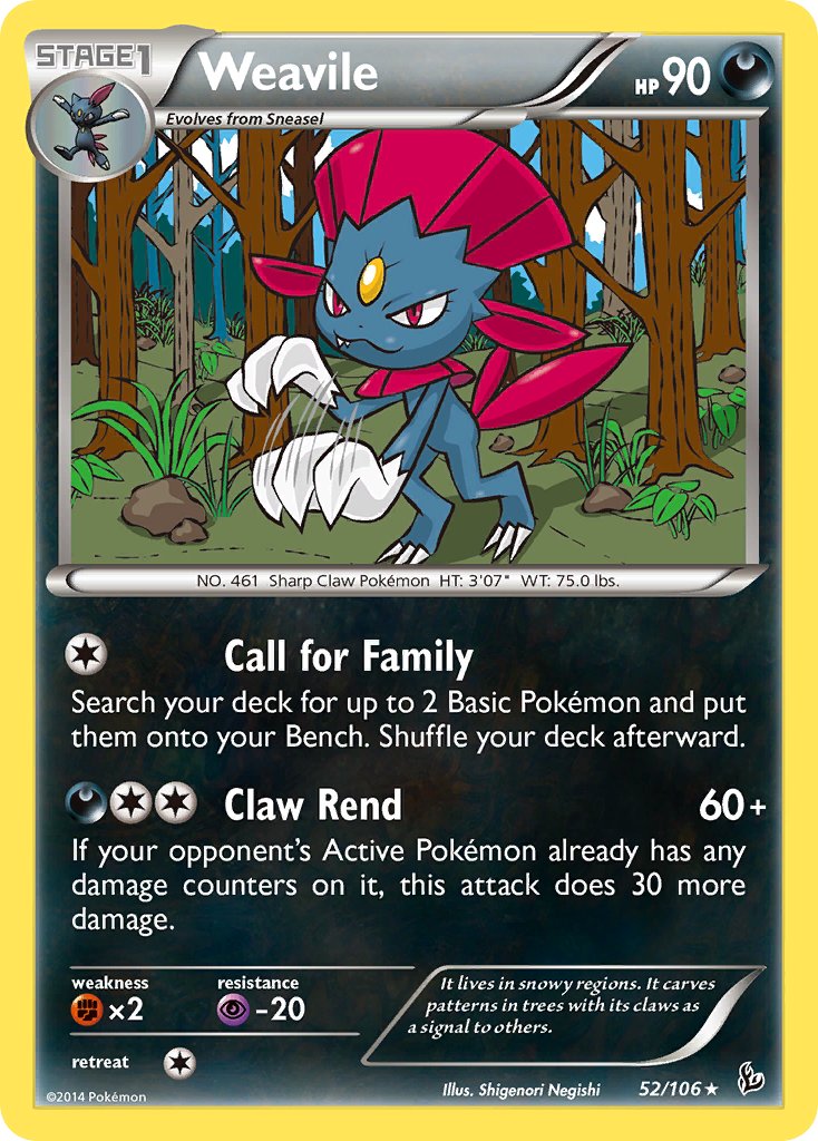 Weavile 52/106 Reverse Rare - MissingNo.