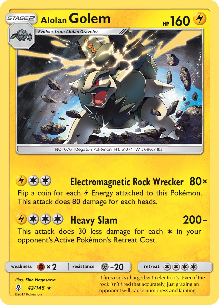 Alolan Golem 42/145 Cosmos Holo Burning Shadows Alolan Blisters Exclusive - MissingNo.