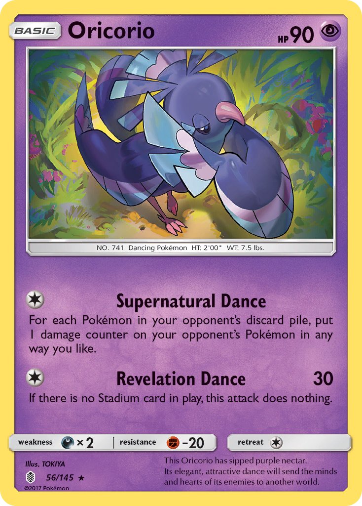 Oricorio 56/145 Reverse Holo Pokémon League Promo (Guardians Rising Season 3) July 2017 - MissingNo.
