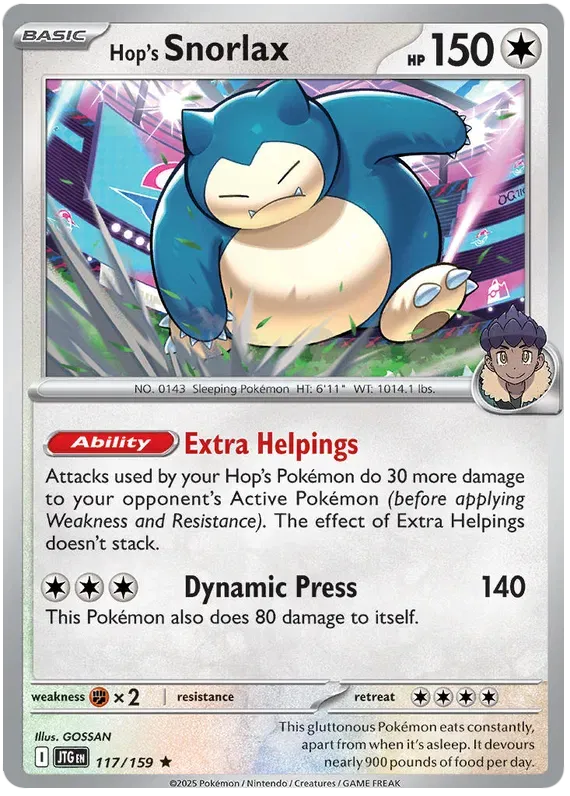 Hop's Snorlax 117/159 Holo Rare