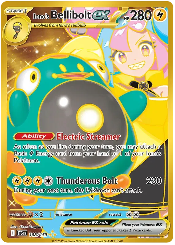 Iono's Bellibolt ex 188/159 Gold Hyper Rare ex