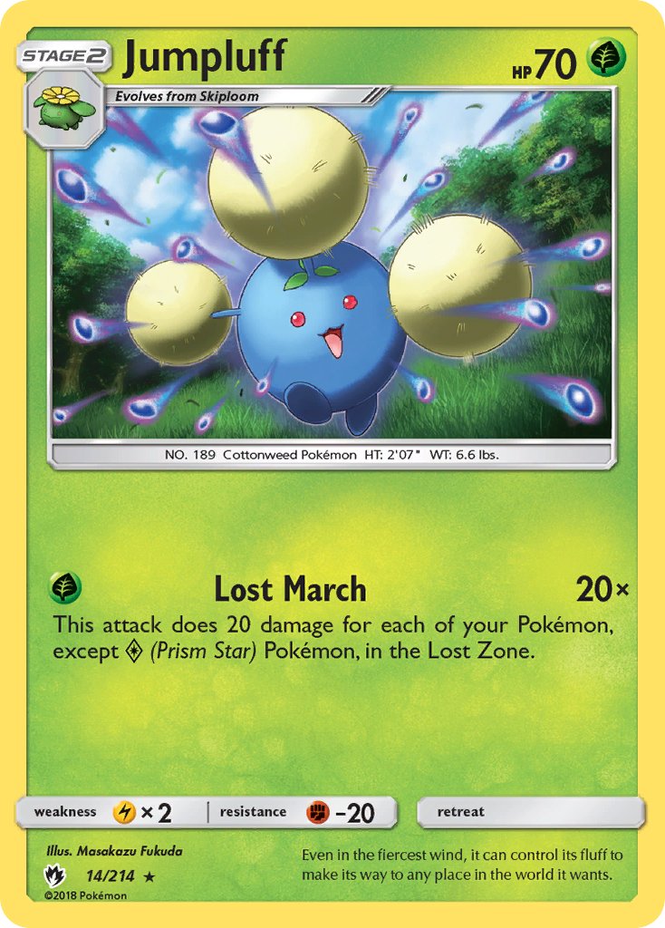 Jumpluff 14/214 Reverse Holo Pokémon League Promo (Lost Thunder Season 1) November 2018 - MissingNo.