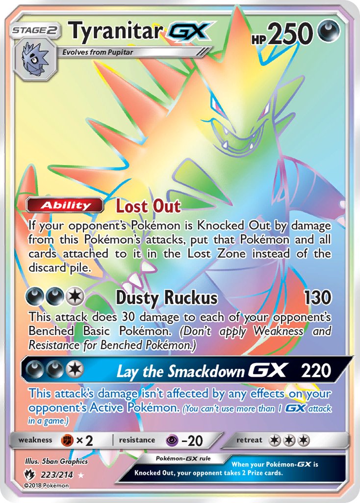 Tyranitar GX 223/214 Rainbow Secret Rare GX - MissingNo.