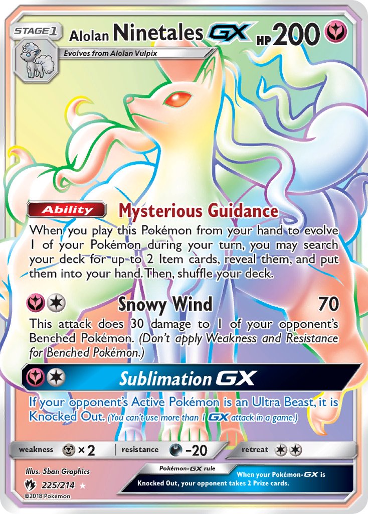 Alolan Ninetales GX 225/214 Rainbow Secret Rare GX - MissingNo.