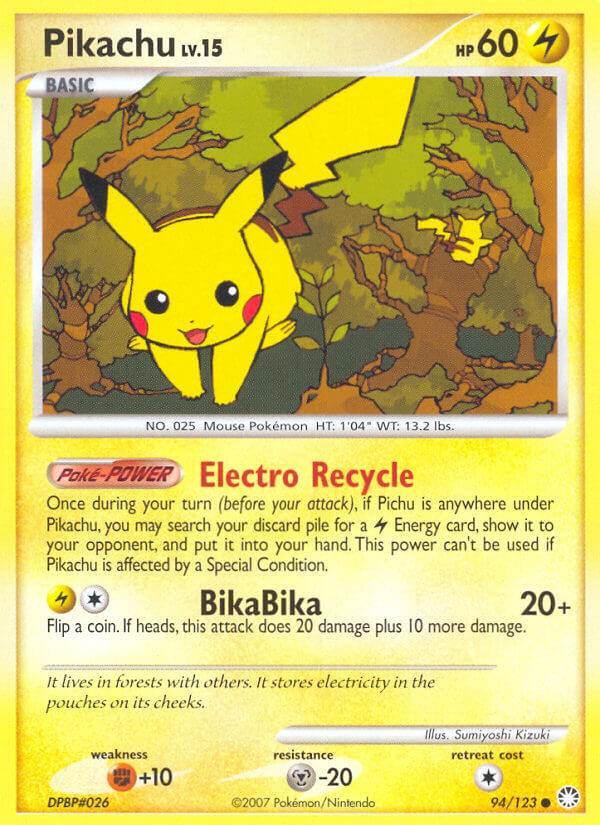 Pikachu 94/123 Reverse Holo Stamp Burger King Collection 2008 - MissingNo.