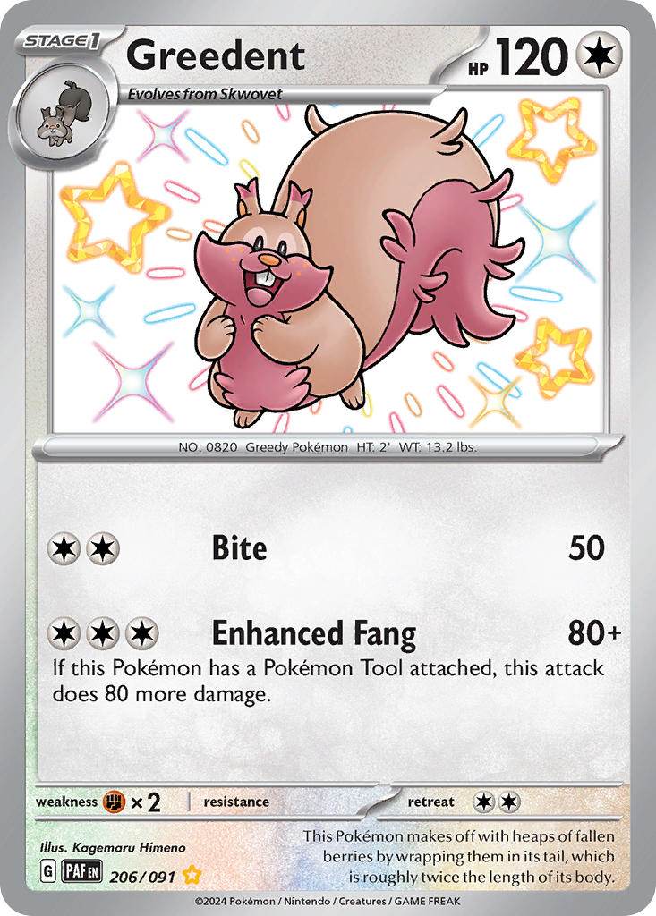 Greedent 206/91 Shiny Rare - MissingNo.