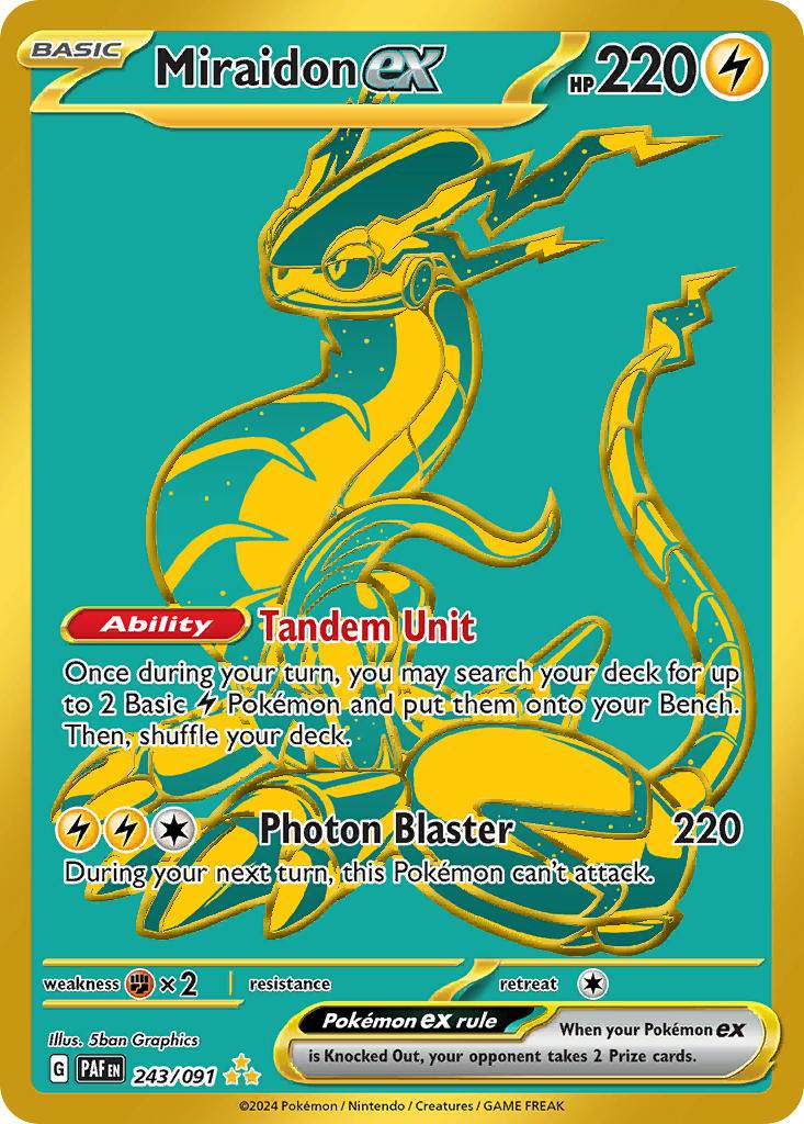 Miraidon ex 243/91 Gold Hyper Rare ex - MissingNo.