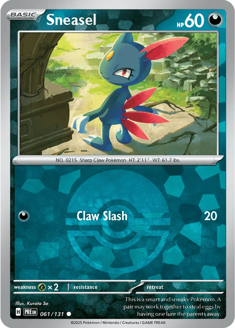 Sneasel 61/131 Poké Ball Holo Common - MissingNo.