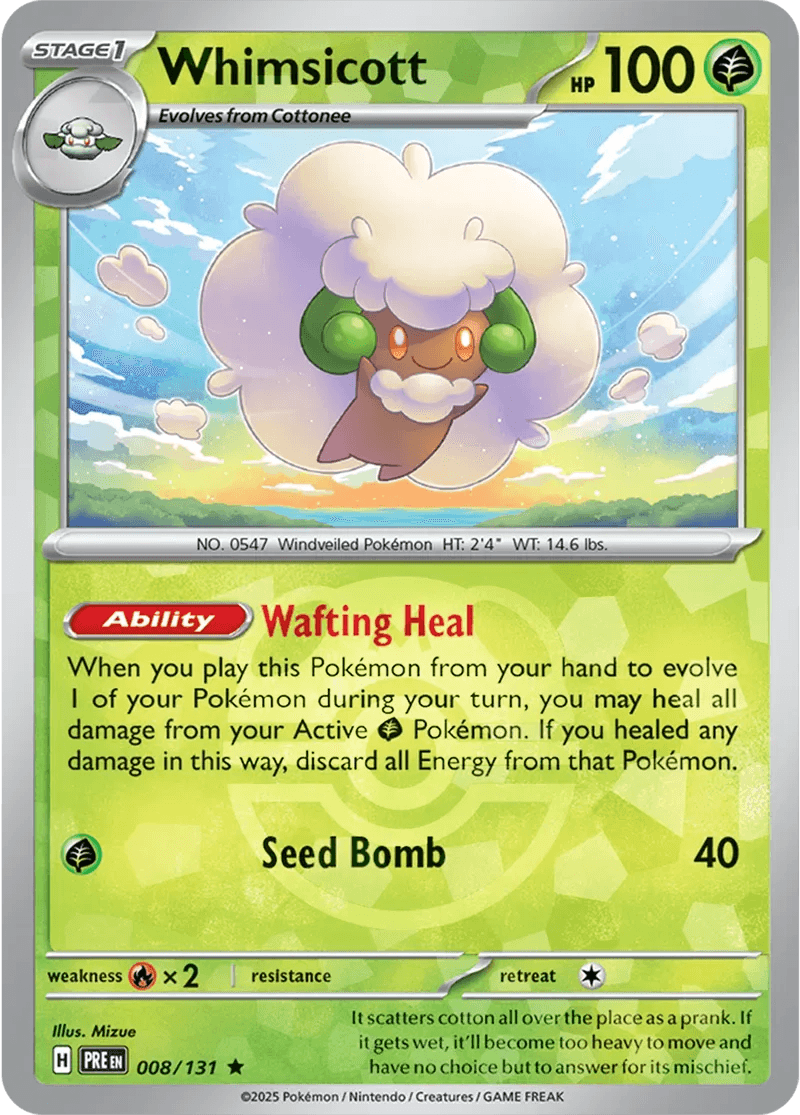 Whimsicott 8/131 Reverse Rare - MissingNo.
