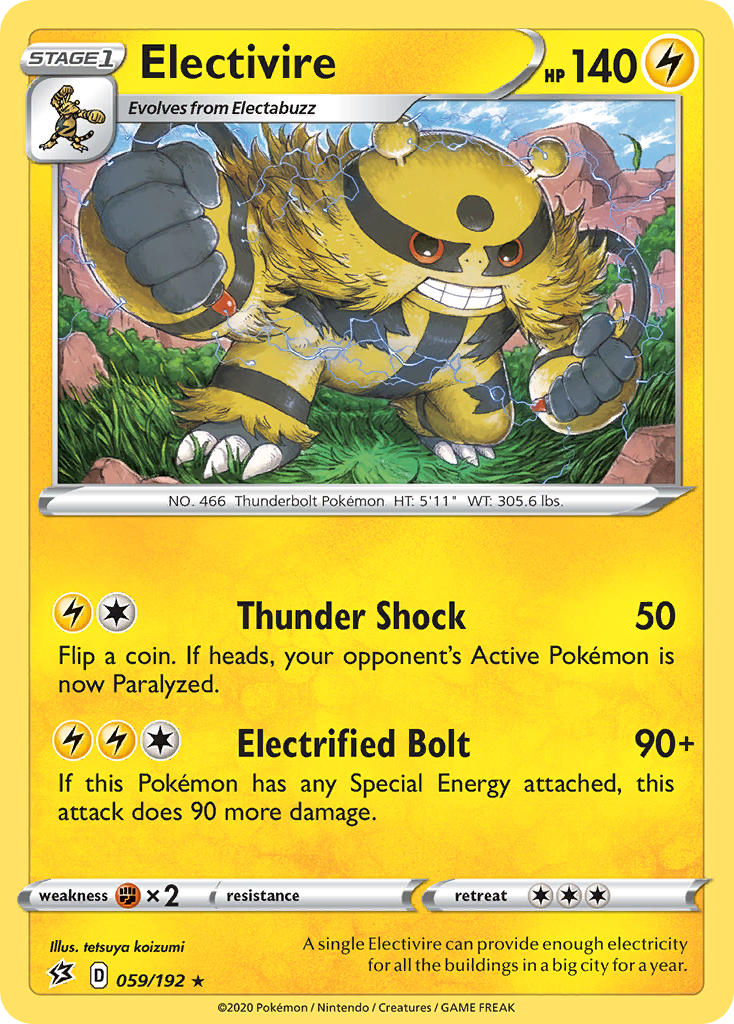 Electivire 059/192 Reverse Rare - MissingNo.
