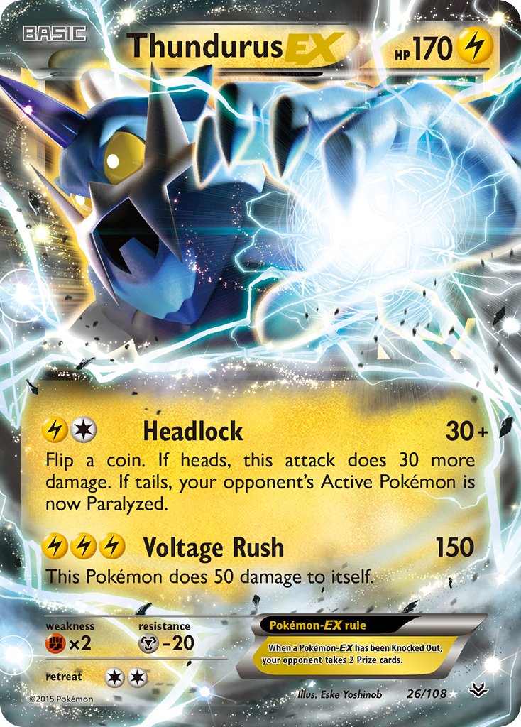 Thundurus EX 26/108 Holo Rare EX - MissingNo.