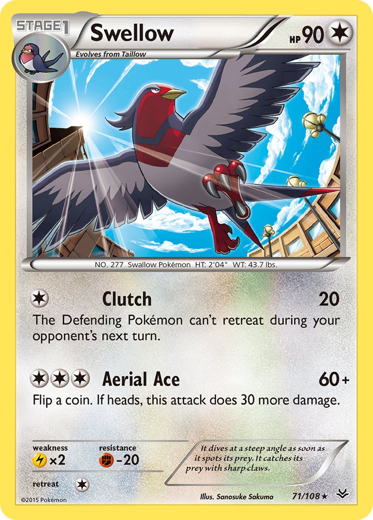Swellow 71/108 Reverse Rare - MissingNo.