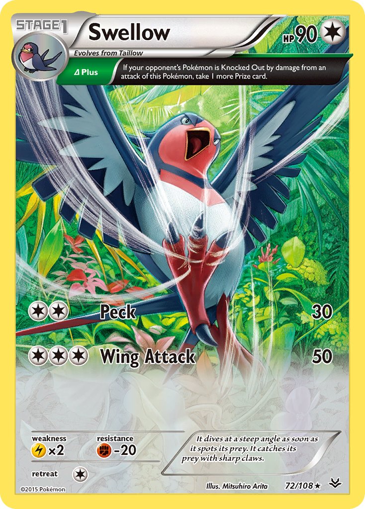 Swellow 72/108 Holo Rare - MissingNo.