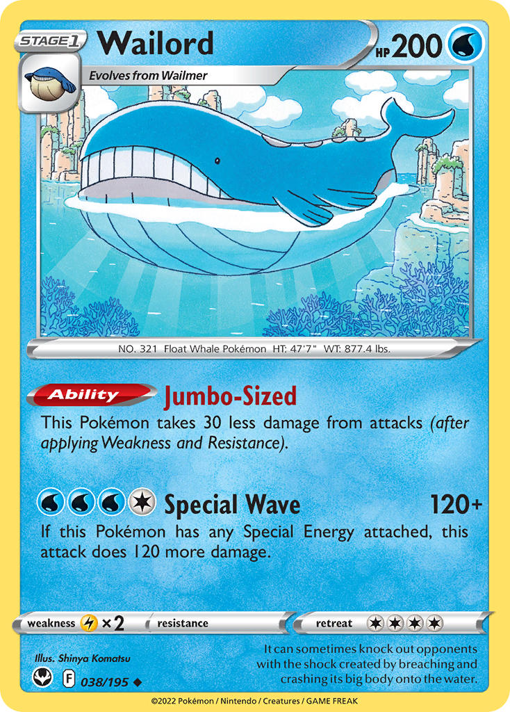Wailord 38/195 Holo Play! Pokémon Stamp Prize Pack Series 3 & Prize Pack Series 4 Exclusive