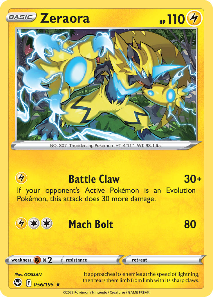 Zeraora 56/195 Reverse Rare
